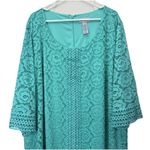 Catherines Teal Green Crochet Lace 3/4 Sleeve Knee Length Dress Size 4X Photo 2