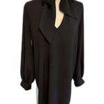 Ganni  | Long Sleeve Heavy Crepe Mini Dress with Bow Tie Detail Size 36 (US 4) Photo 4