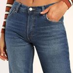 Free People ✨SALE  Maggie Dark Wash Mid-Rise Straight Leg Raw Hem Jeans 26 NWT Photo 3