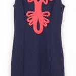 Lilly Pulitzer  Janice Sheath Dress Womens Preppy Navy Blue Coral Stretch Size XS Photo 0