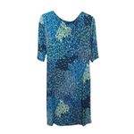 Connected Apparel Blue Paisley Cowl Neck Knee Length Dress Size 12 Photo 1
