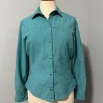REÍ Women Turquoise Hiking Long Sleeves Collared Button Photo 0