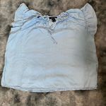 Karen Kane  Blue Flutter Sleeve Blouse with Tie Front 100%Lynocell Photo 1