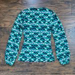 Boden • Elodie Jersey Wrap Top green surplice knit Forest Ribbons pink Size 8 Photo 10