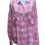 The Laundry Room  Rayon Thoreau Split Back Plaid Button Up Blouse Shirt Medium Photo 2