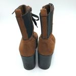 Rouge Womens Ankle Boots Chunky Block Heel Platform Faux Suede Laces Brown 6 Photo 2