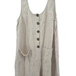 Marine layer Linen Blend Striped Wide Leg Jumpsuit Tan White Button Front Medium Photo 1