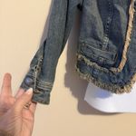 Vera Wang Princess  Pearl Collar Denim Jacket XS Frayed Trim Stretch Chic Feminin Photo 8