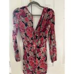 Reformation Red Tan Black Floral Print Long Sleeve Romper Photo 4