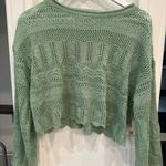 Altar'd State Altar’d State Sage Green Crochet Knit Sweater NWT XS Photo 1