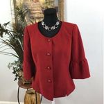 Jones Wear Suit Women's 6 Lined Fire Red 3/4 Puff Sleeve Mob Wife Office Siren Photo 0