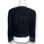 Vintage Black Velvet Cropped Collarless Jacket Gold Button Glam Size 8 Elegant Photo 5