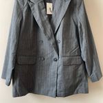 A New Day Oversized Double-Breasted Relaxed Fit Pinstripe Blazer Gray Size L NWT Photo 4