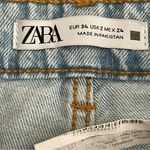 ZARA Mid -Rise Y2K Light Blue Cotton Blend Slim Straight Women’s Jeans SZ 2 Photo 2