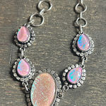 Sterling Silver Triple Opal 5 stone toggle bracelet Pink Photo 0