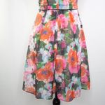 Vintage Flower decor asymmetric neck, Floral print pleated dress Red Size XXS Photo 10