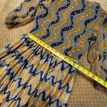 Handmade VTG 70’S Maxi Dress Long Sleeve Pleated Yellow Gold Blue Pearls Formal XS Bow Photo 7