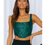 Hello Molly Green Sequin Crop Top Photo 0