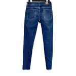 ZARA Mid Rise Raw Hem Skinny Jeans Pearl Beaded Detail 5 Pockets 4 Dark Wash Photo 14