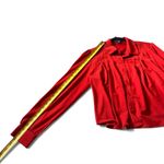 Forever 21 Size M Red Orange Collared Blouse Stretchy Puff Sleeve Baddie Top Photo 4