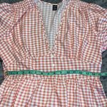 SheIn size large dress gingham print v neck elastic sleeves zips shut right Photo 2