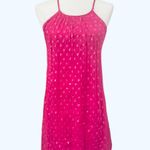 Revolve Ella Moss Womens Hot Pink Lucie Metallic Dot Mini Halter Dress Small Photo 0