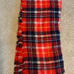 Aerie women’s red/navy plaid blanket scarf wrap Photo 0