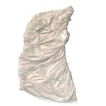 Halara  White Silver Metallic One Shoulder Bodycon Ruching Dress Size Large Photo 4