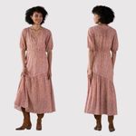 Sundance Women Dress Pink Pastoral Maxi Floral V Neck Puff Sleeve A Line Boho XS Photo 1