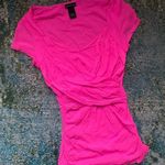 Moda International hot pink nylon layered short sleeve wrap shirt, size medium Photo 0