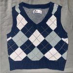 Hollister  Sweater Vest Knit Blue Argyle Crop Photo 0