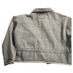 Ashley Vintage Charm Cropped Denim Jacket 3/4 Sleeves Drawstring Raw Hem Sz XL Blue Photo 4