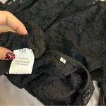 SheIn  Sheer Black Lace Dress, Long Sleeve Low Cowl Front With Triangle Top Small Photo 9