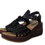 New Korks sandel wedge heel sz6 strappy basket weave cork beach vacation Black Size 6 Photo 0