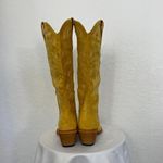 NEW Mustard Yellow Faux Suede Flame Stitched Western Cowgirl Boots US 6 Photo 7