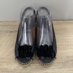 Clarks  Artisan Shoes Women 7 1/2 M Blue Hessian Wedge Sandals Flower Boho Preppy Photo 1