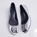 Tory Burch Silver Leather Wedge Pumps Photo 0