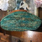 LINDA'S ORIGINAL GREEN, AQUA & TAN STRAW WITH LEATHER STRAPS LARGE TOTE BAG Multiple Photo 7