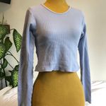 John Galt Pastel Baby Blue Cropped Long Sleeve Photo 0