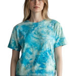 H&M  Small Top Handmade Blue Tie Dye Short Sleeve Crew Neck T-Shirt Festival 474 Photo 0