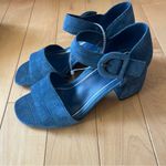 Vionic Chardonnay Croco Embossed Suede Dress Dark Denim Sandals Size 7.5 Photo 4