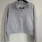 Fabletics Light Gray Quarter-Zip Cowl Neck Sweater Photo 0