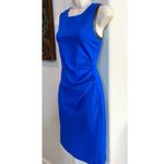 Kenneth Cole NWOT gorgeous blue dress with faux leather trim on sleeves. Sz 6 Photo 2