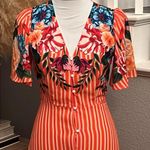 Lulus Roam the Riviera Orange Multi Striped Button-Up Maxi Dress Size XS Photo 4