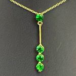 Signed 925 Gold Over Sterling Silver Vermeil Emerald Green CZ Row Drop Pendant Photo 5