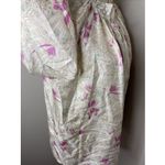 Ann Mashburn  Silk Button-front 3/4 Sleeve Cream Pink Floral Blouse Large L Photo 4
