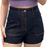 ZARA High Waisted Hip Pocket Frayed Hem Denim Cutoff Jean Shorts Size 6 Photo 0
