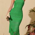 SheIn Green Fringe Halter dress Photo 0