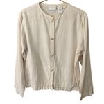 Liz Claiborne Vintage 100% Linen Cream Lagenlook Blouse Women's Medium *flaw Photo 0