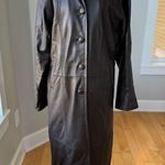 Vintage Studio Works Chocolate Brown Ankle Length Leather Trench Coat Size Small Photo 15